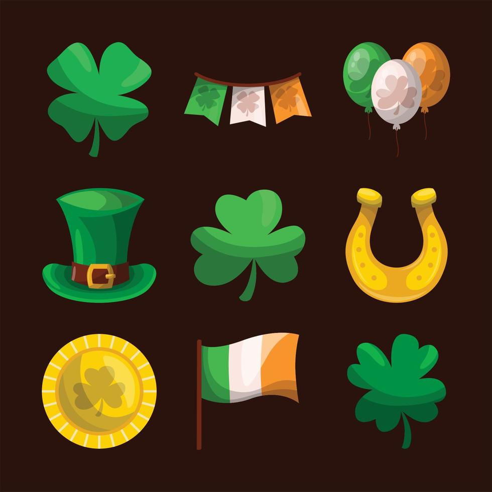st patrick's day doodle element icoon collectie vector