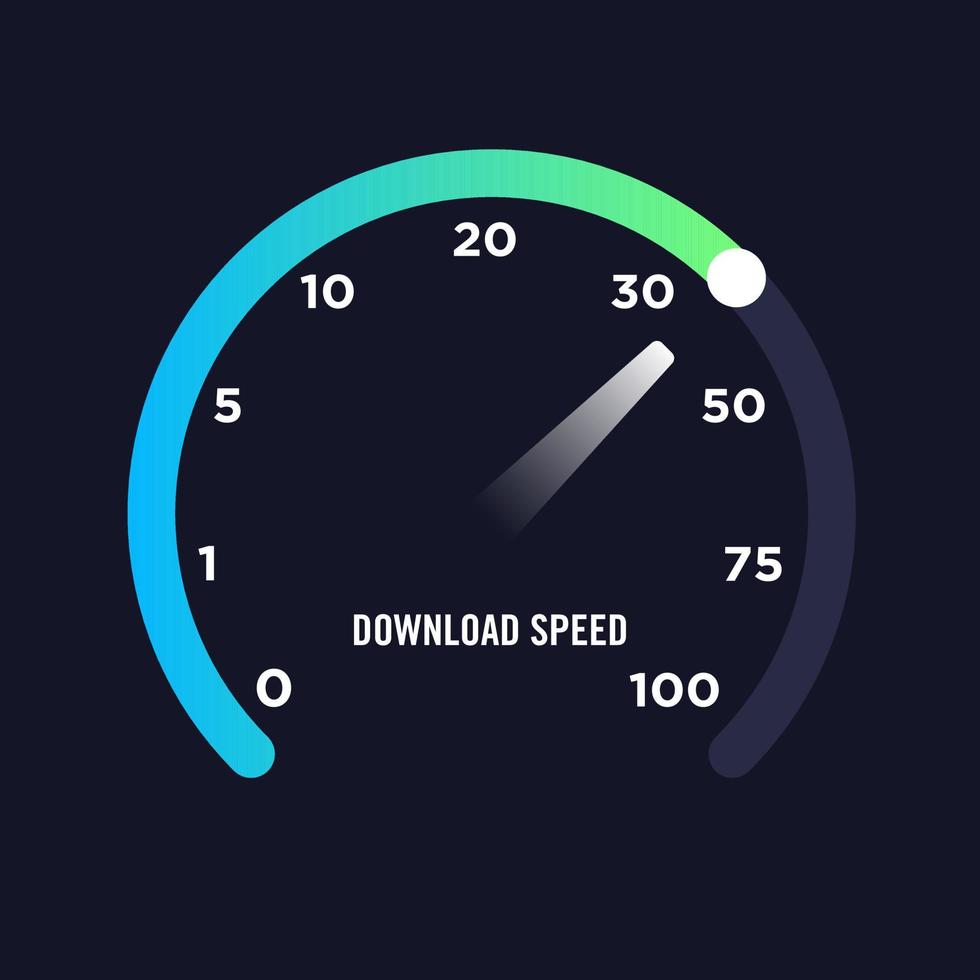 vectorillustratie van internet download snelheid testmeter. geschikt voor ontwerpelement van internetsnelheidstestsoftware en informatie over netwerkprestaties. internetverbinding snelheidstest. vector