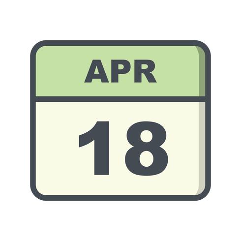 18 april Datum op een eendaagse kalender vector