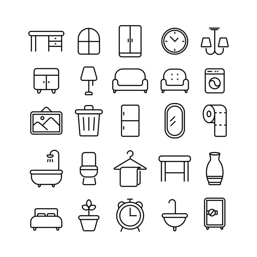 bewerkbare icon set van meubelen spullen vector