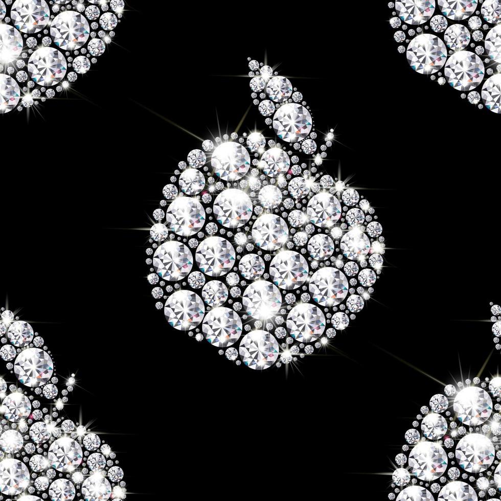 naadloos patroon met een appel gemaakt van edelstenen en diamanten. voor valentijnsdag, vrouwendag, verjaardag. 3D-realistische illustratie. op een zwarte achtergrond. vector. vector