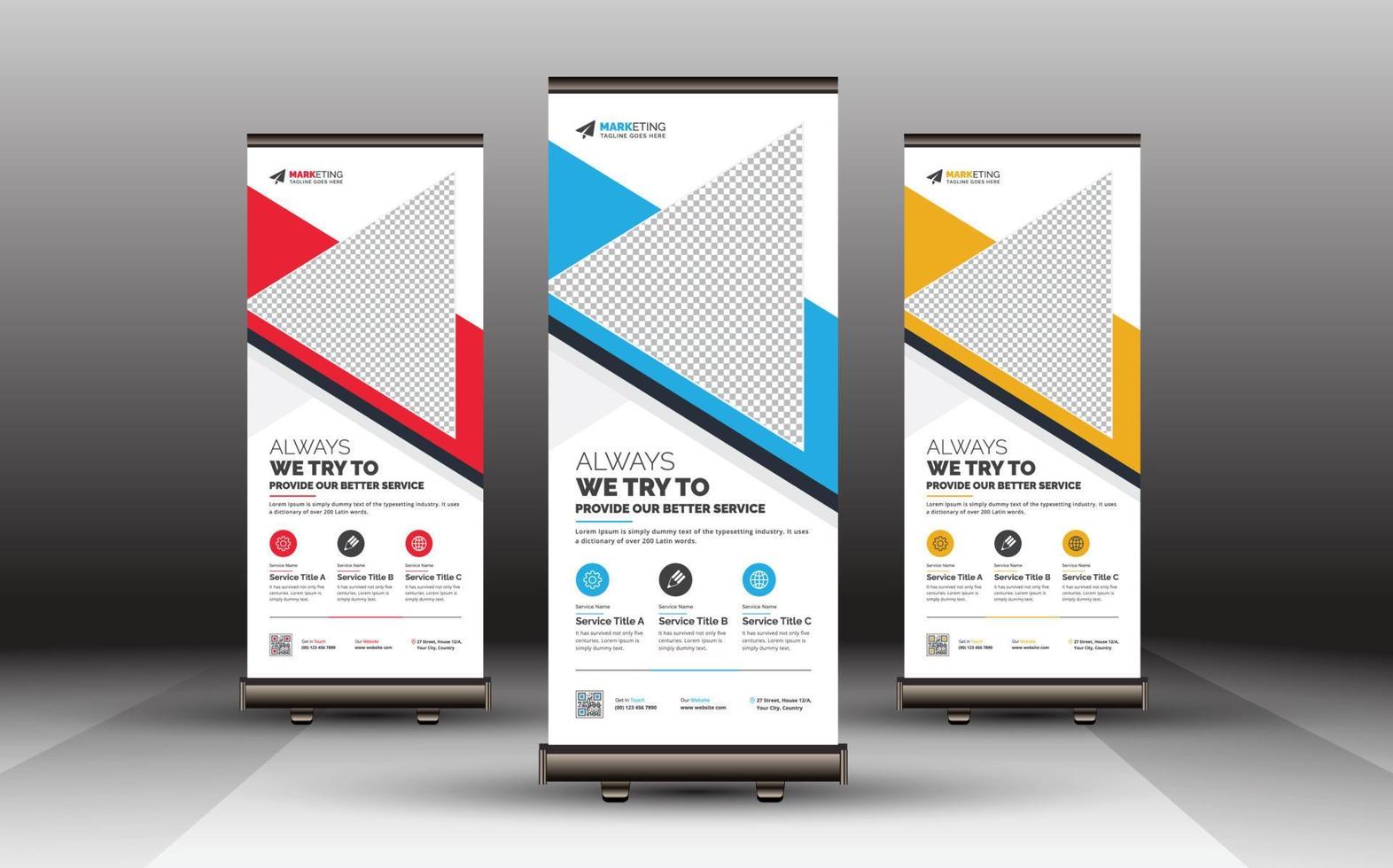 abstracte zakelijke roll-up banner staande sjabloon, moderne zakelijke x banner signage uniek ontwerp voor kantoor, bedrijf en multifunctioneel gebruik vector