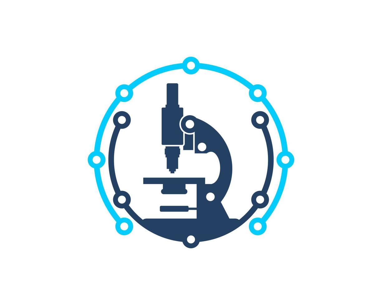 microscoop in de cirkel circuit tech vector