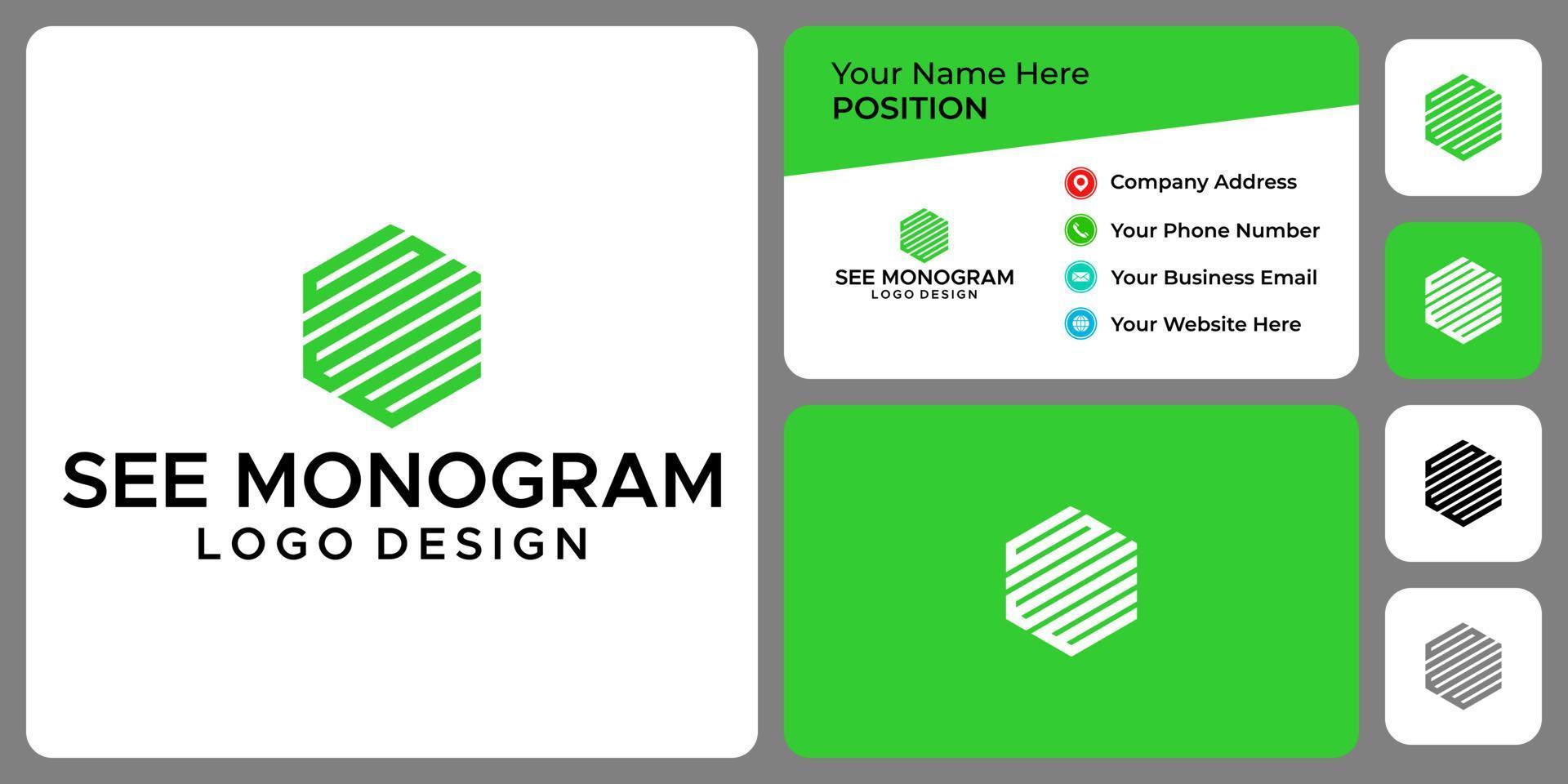 brief zie monogram bedrijfslogo ontwerp met sjabloon voor visitekaartjes. vector