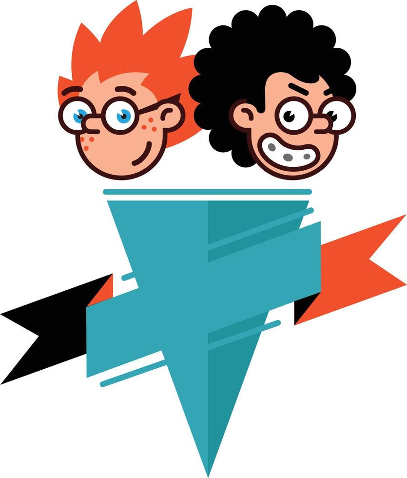 stripfiguren geeks in een vlakke stijl. vector afbeelding geïsoleerd op een witte achtergrond. comics-logo van het bedrijf. avatar, iconen van karakters voor print en site. geek karakters voor het bedrijf.