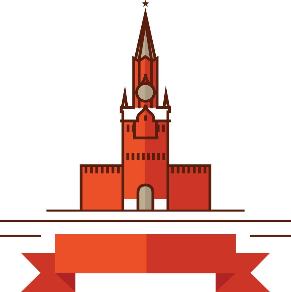logo van de toren in een vlakke stijl. vector afbeelding geïsoleerd op een witte achtergrond. symbool, bedrijfslogo. rood vierkant. het symbool van Rusland. merk. klaar sjabloon voor het logo.