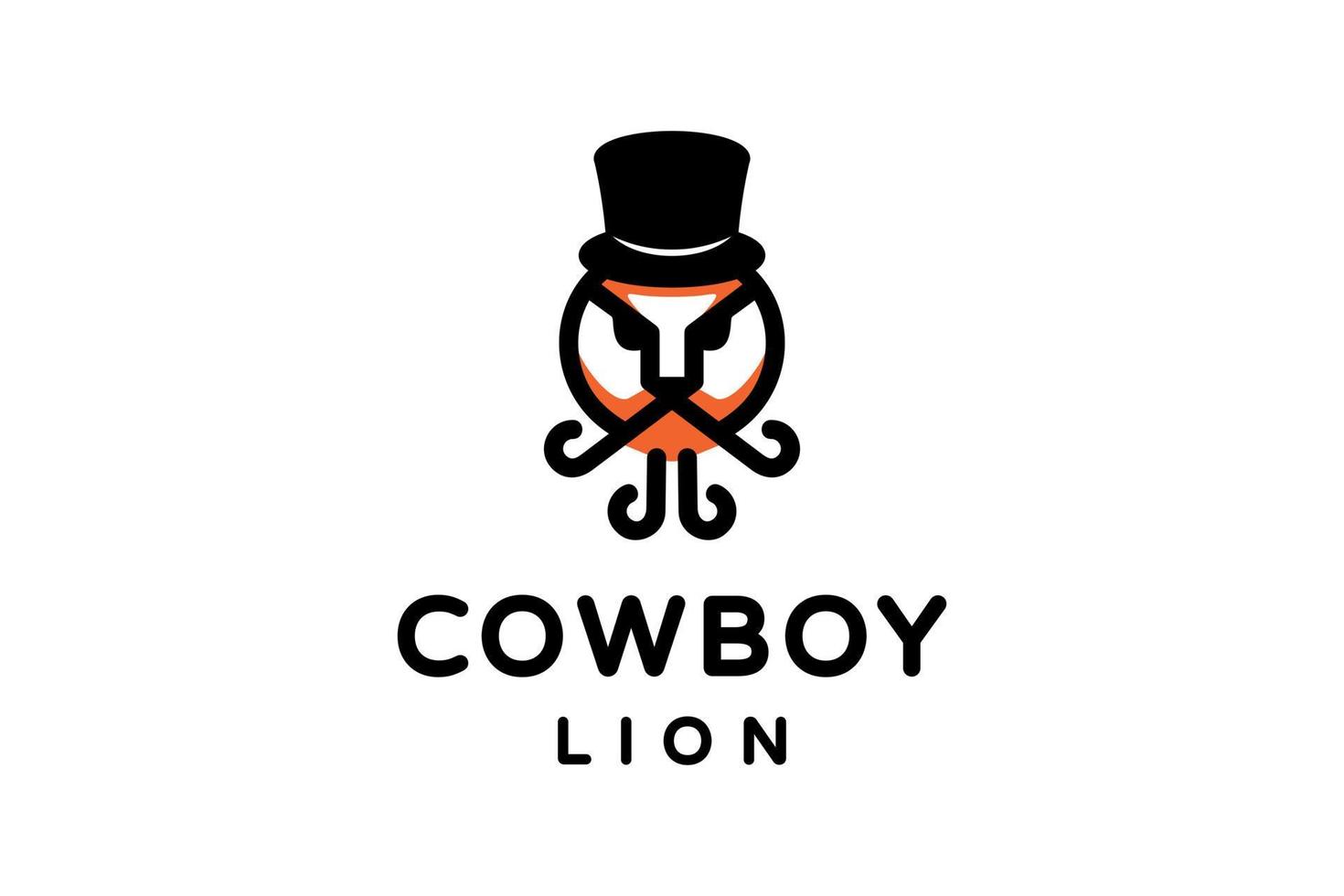 cowboy leeuw met stijl plat minimalistisch op de achtergrond wit, vector sjabloon logo ontwerp bewerkbaar