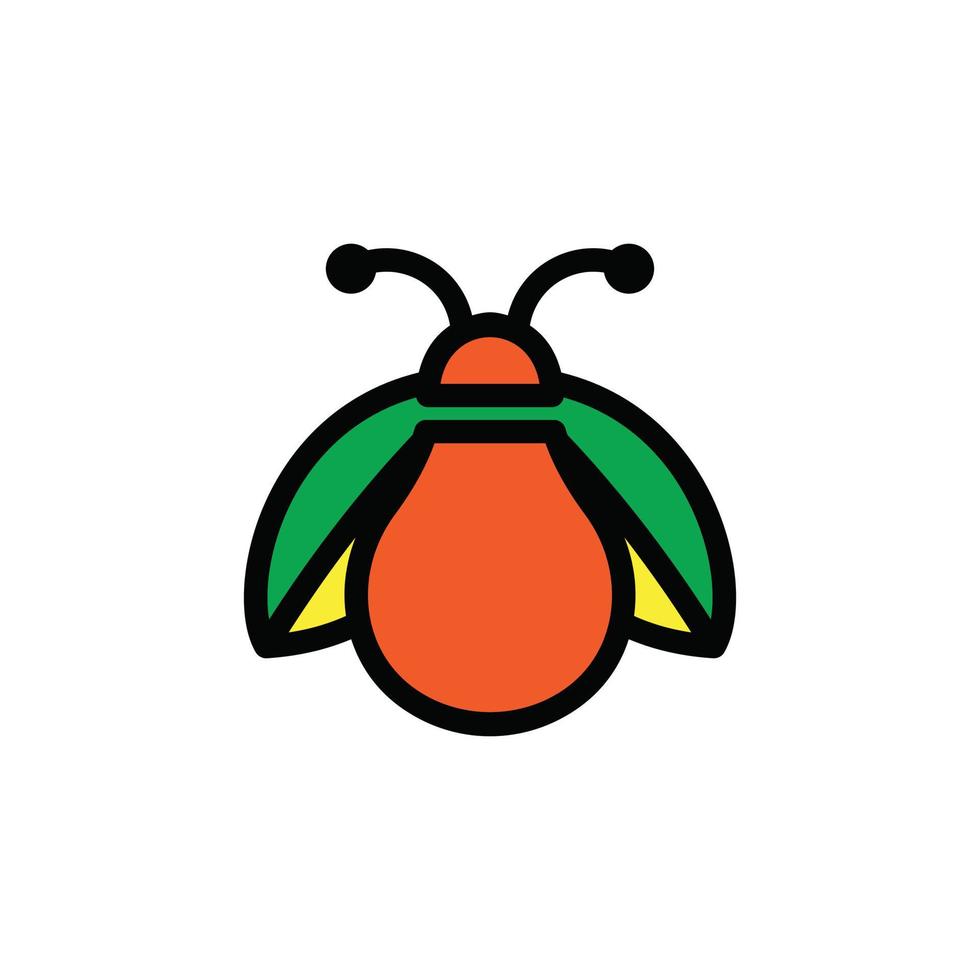 bug combinatie en gloeilamp op witte achtergrond, vector sjabloon logo ontwerp