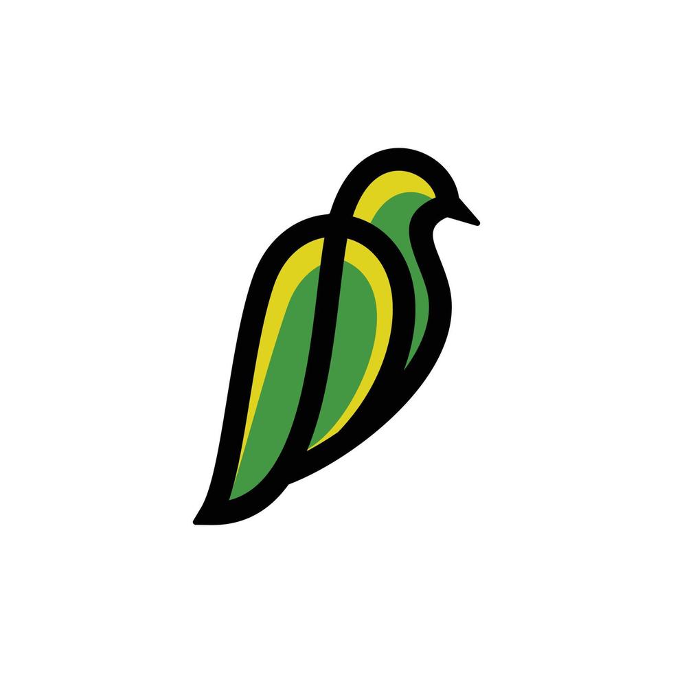 vogels en blad platte minimalistische stijl op witte achtergrond, vector sjabloon logo ontwerp