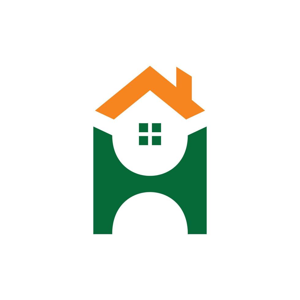 combinatie letter h en huis met platte minimalistische stijl op witte achtergrond, vector sjabloon logo ontwerp