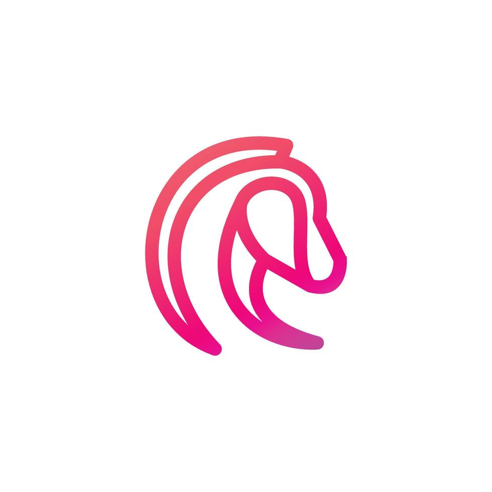 paard lijn met stijl op witte achtergrond, vector sjabloon logo ontwerp