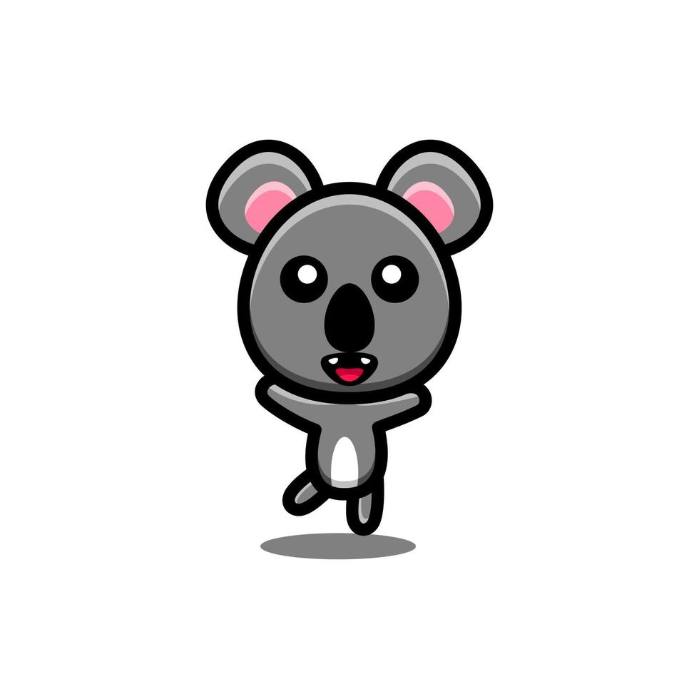 dansende koala op witte achtergrond, vector cartoon logo-ontwerp bewerkbaar