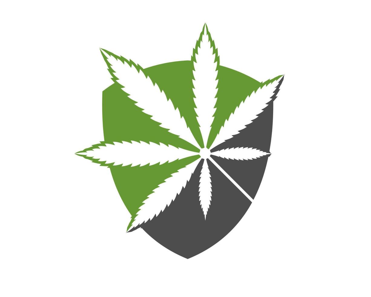 cannabisblad in het schild vector