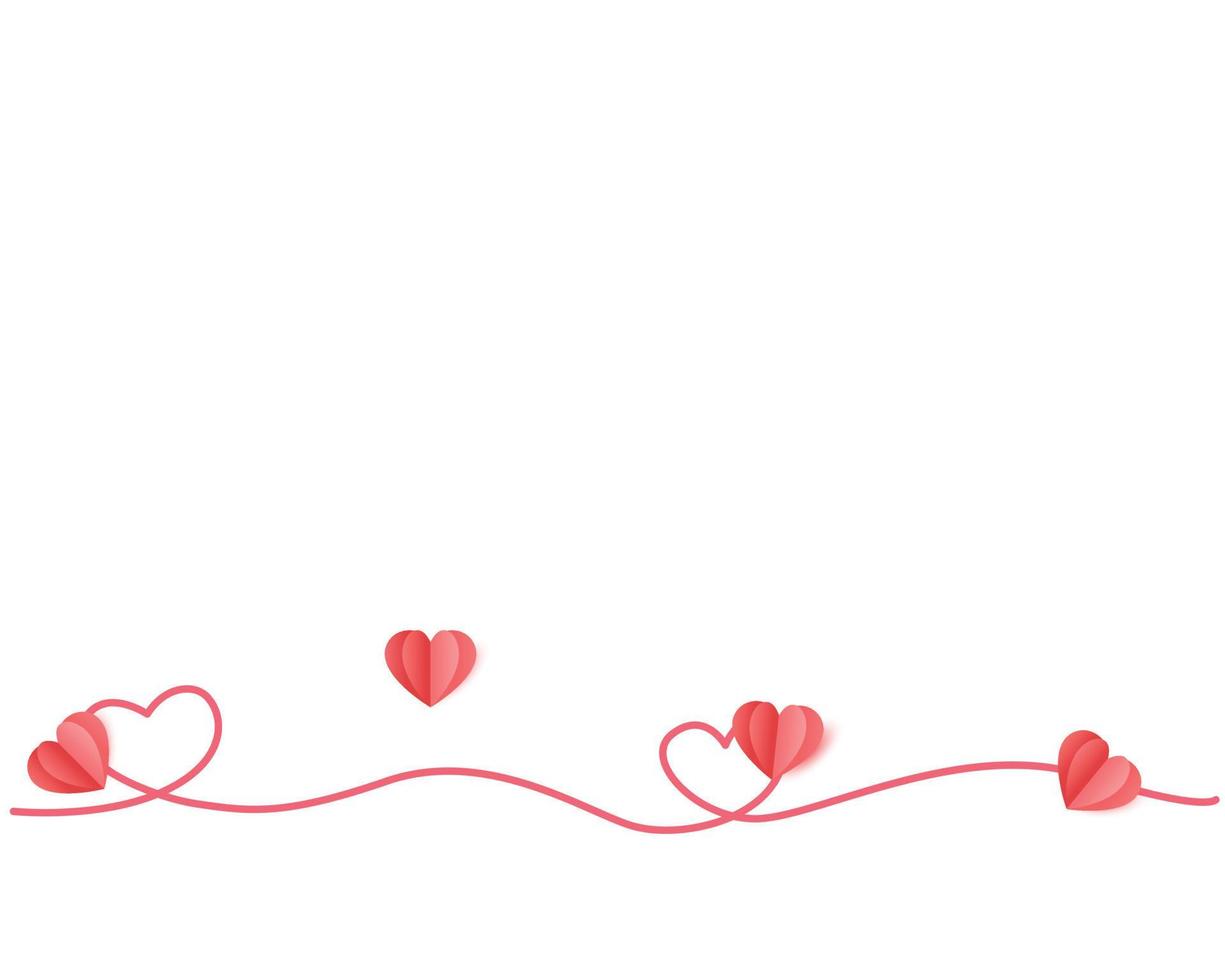lijn hart met harten papier knippen stijl geïsoleerd op een witte achtergrond. Valentijnsdag achtergrond. vectoreps10 vector