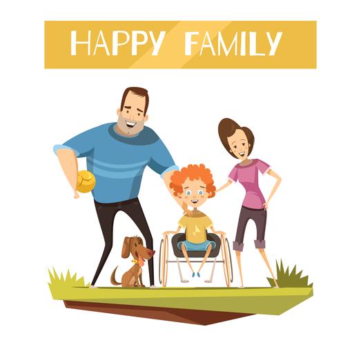 Gelukkige familie met gehandicapte Kid illustratie vector