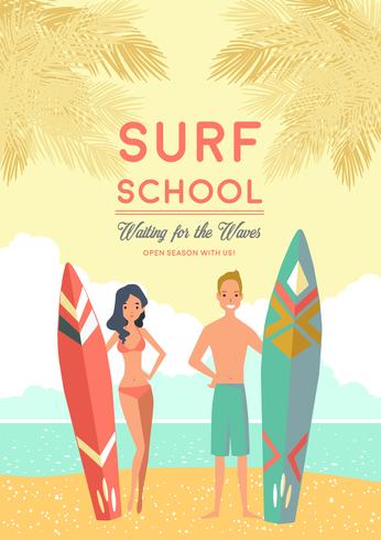 surf school poster vector