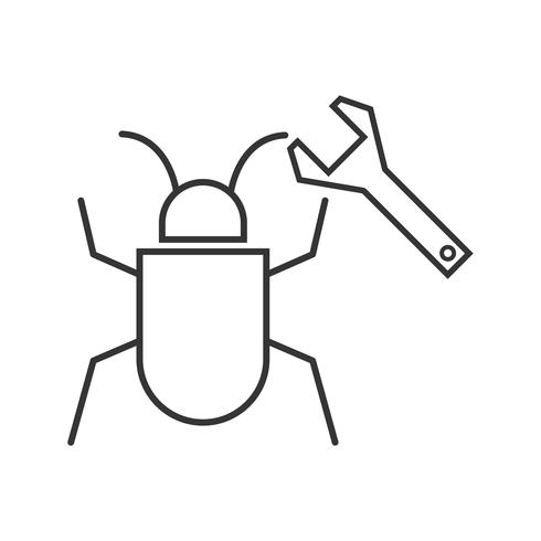 Bug vaststelling lijn zwarte pictogram vector