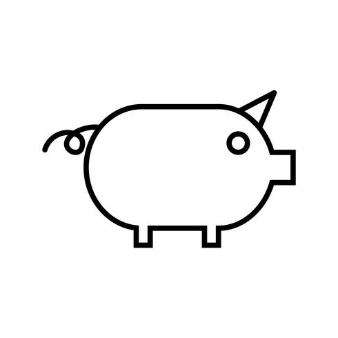 Piggy Line zwart pictogram vector