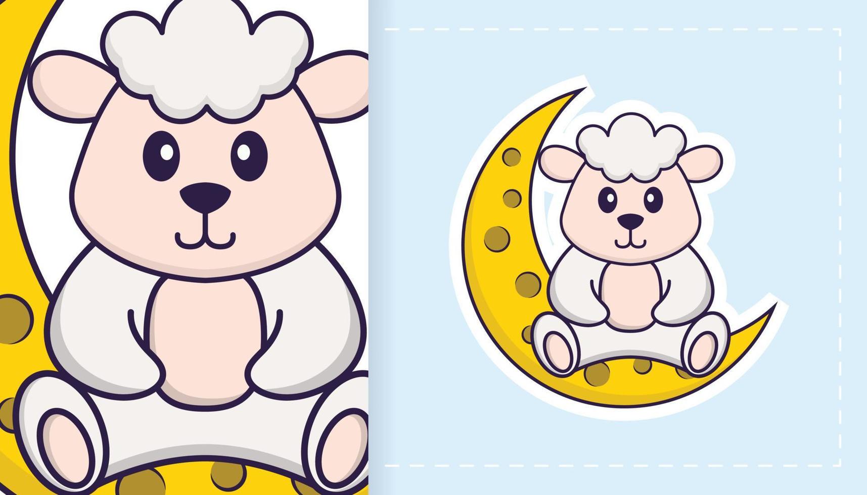 schattig schapen mascotte karakter. kan worden gebruikt voor stickers, patches, textiel, papier. vector illustratie