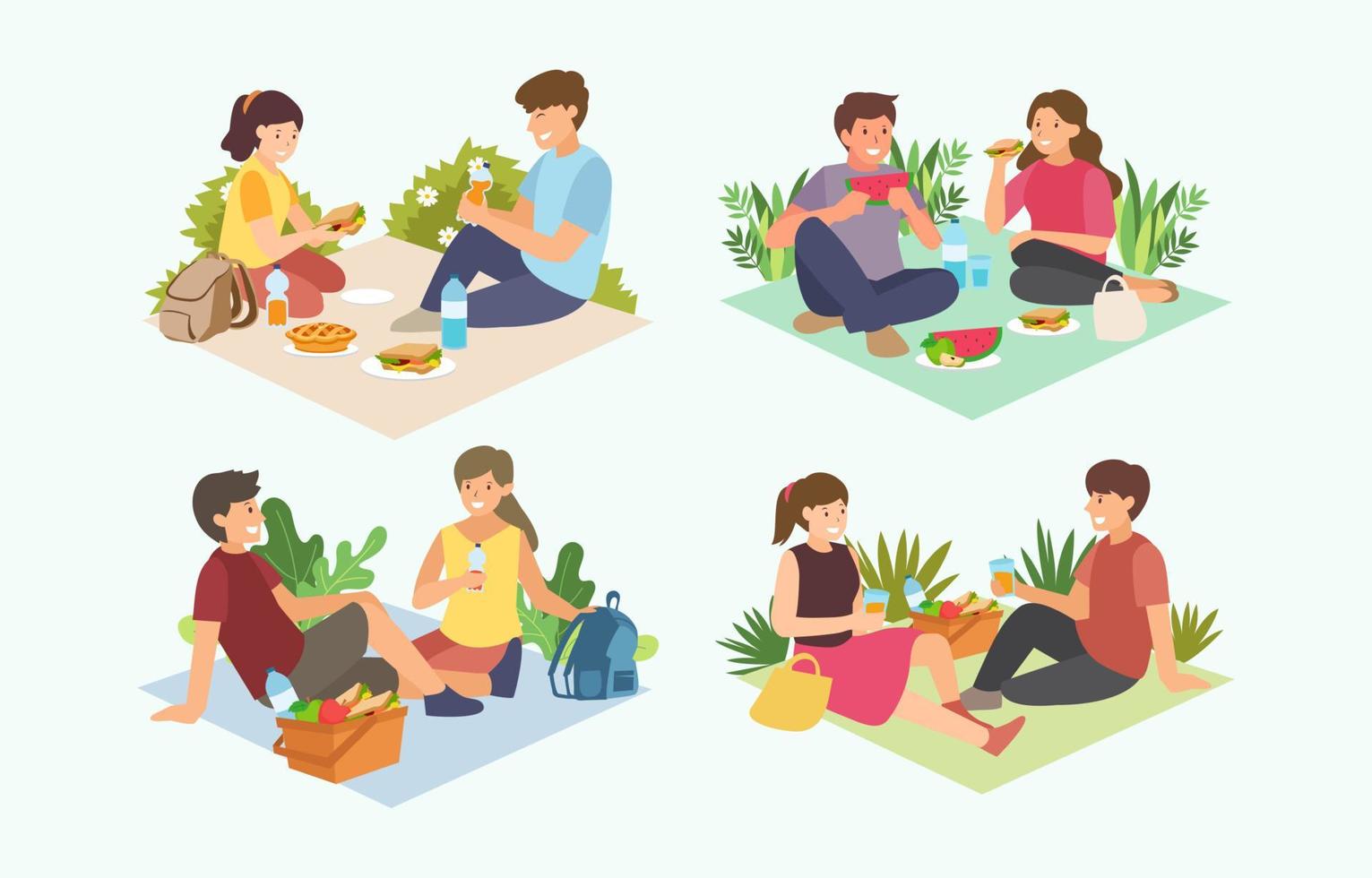 karakters picknick set vector