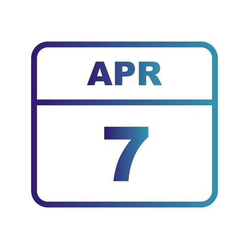 7 april Datum op een eendaagse kalender vector