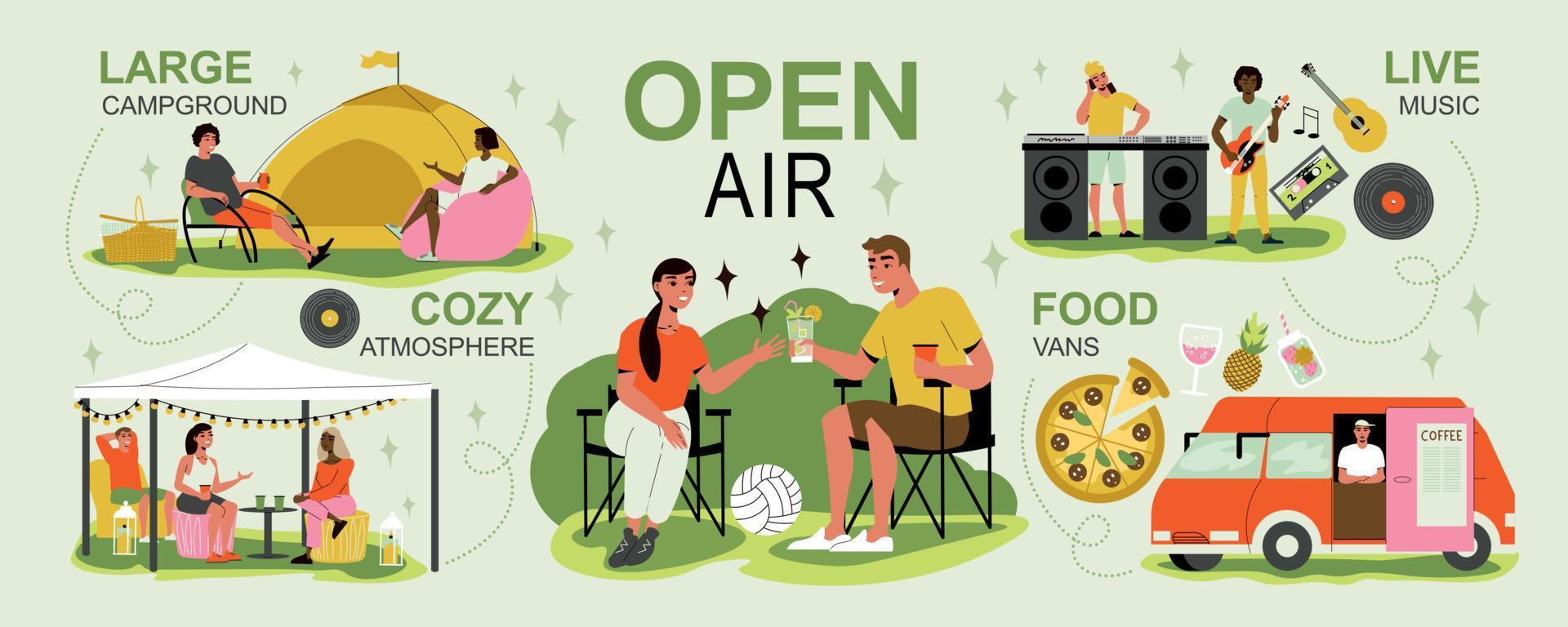 infographics voor openluchtmuziekfestival vector