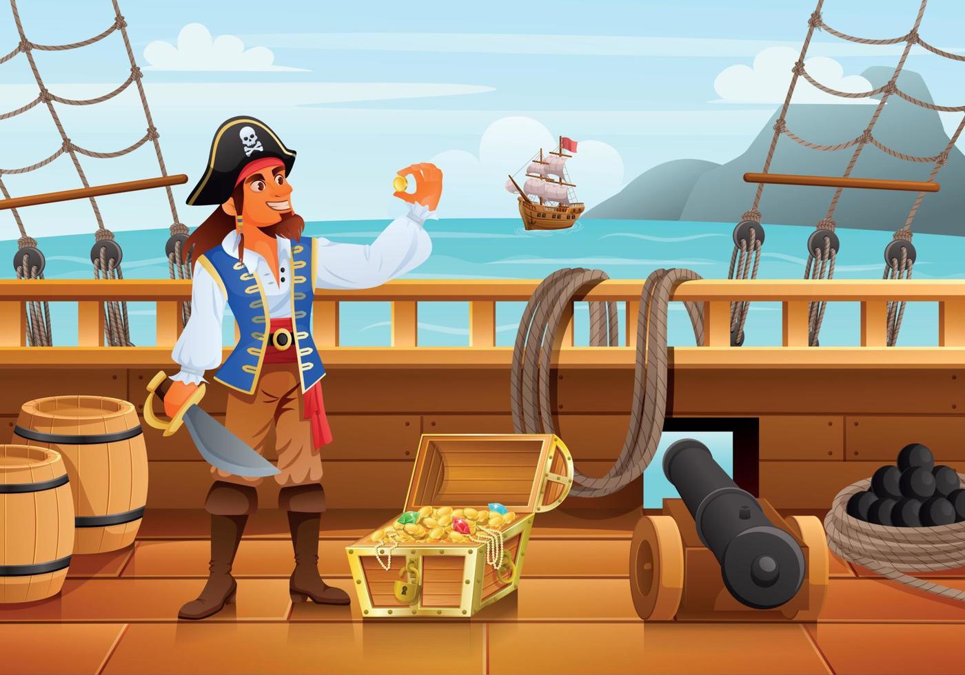 eiland schat piraten cartoon vector