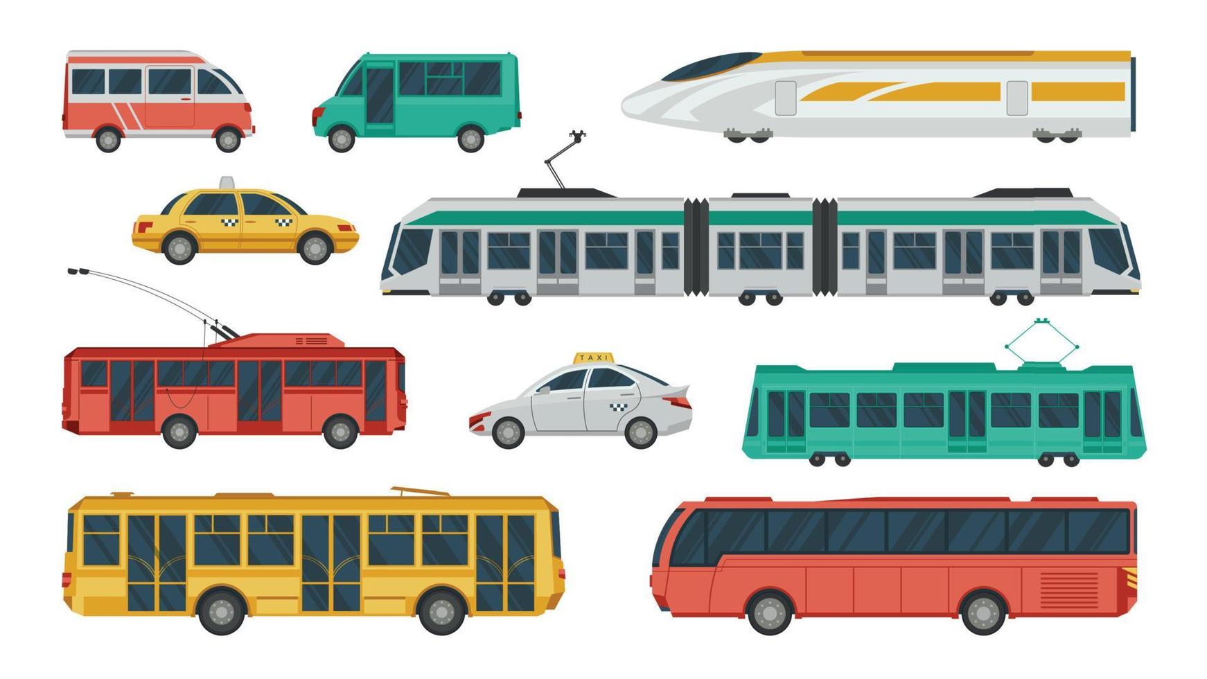 openbaar vervoer kleur icon set vector
