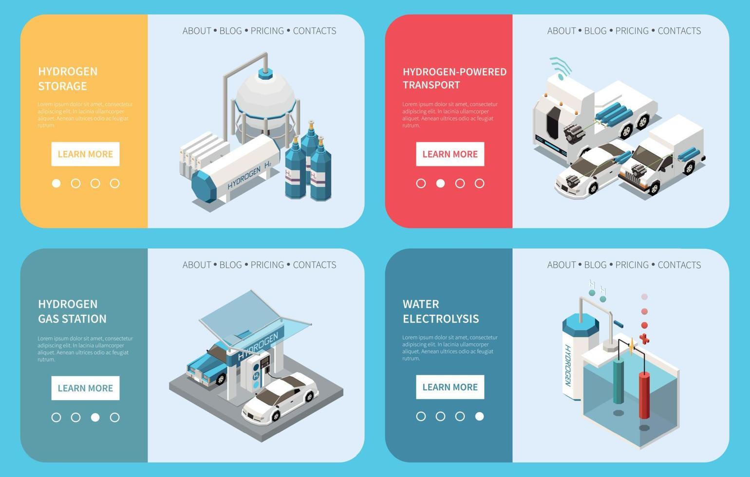 waterstof energie isometrische webbanners vector