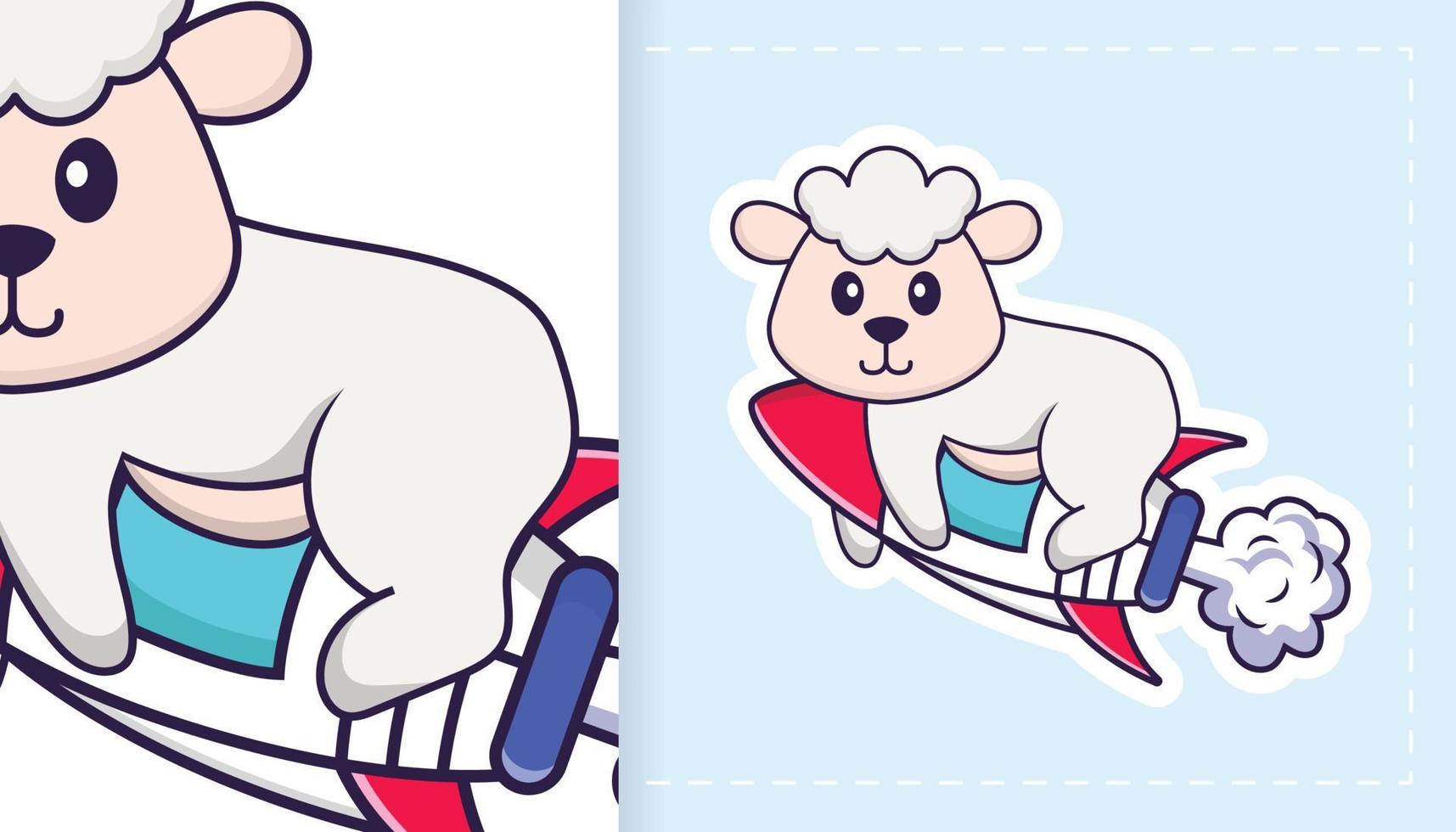 schattig schapen mascotte karakter. kan worden gebruikt voor stickers, patches, textiel, papier. vector illustratie