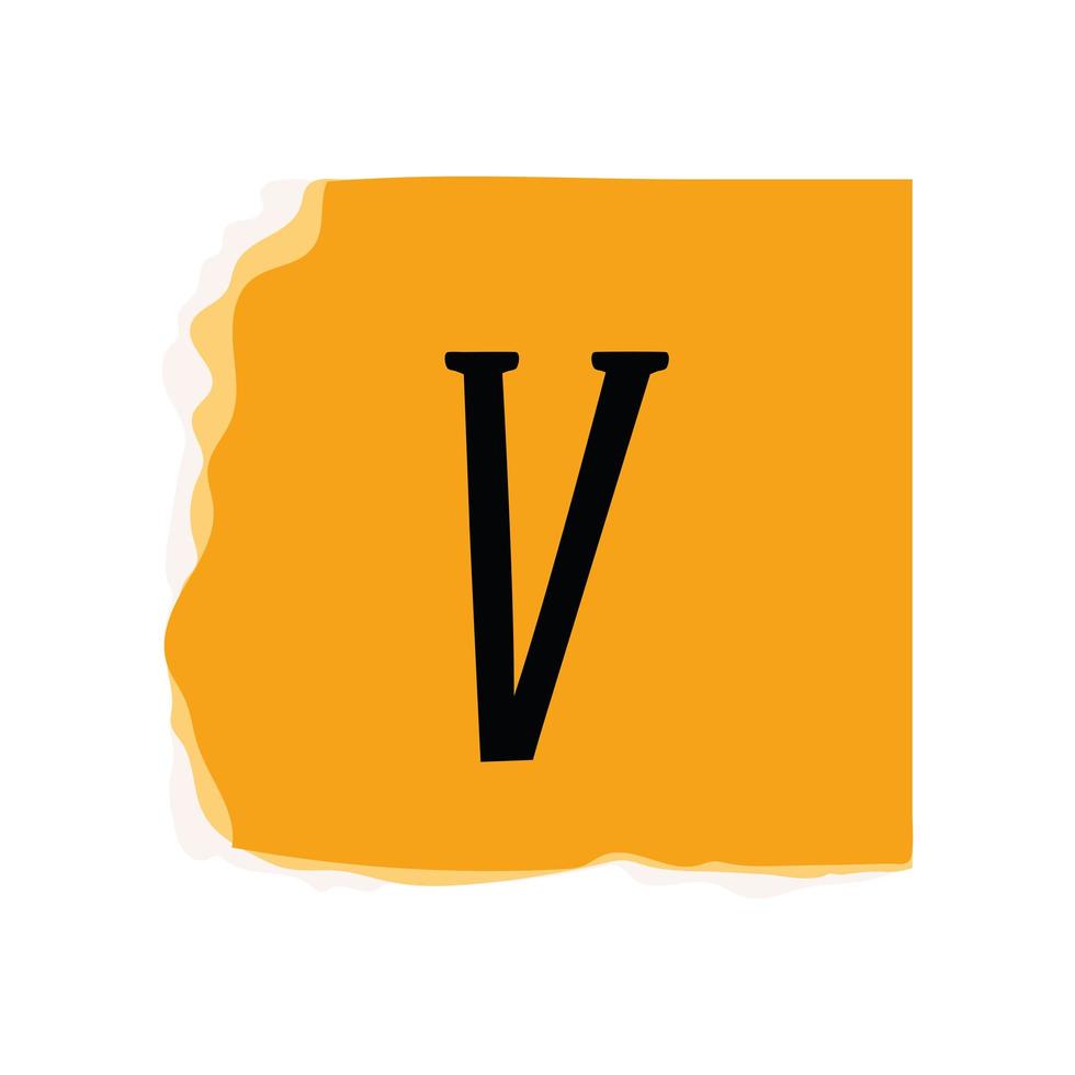 losgeldbriefje met letter v vector