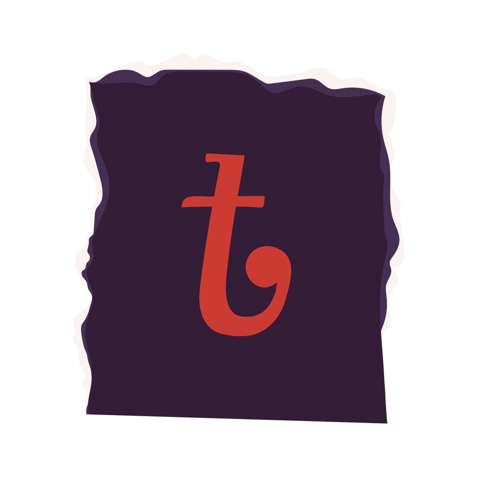 losgeldpapier met letter t vector