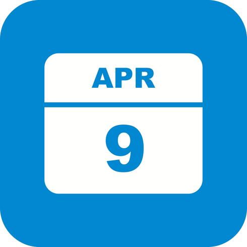 9 april Datum op een eendaagse kalender vector