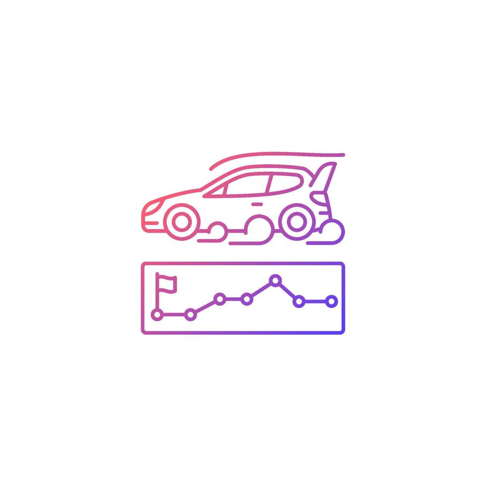 rally evenement gradiënt lineaire vector pictogram. motorsport competitie. uitdaging voor prestaties. controlepunt instellen. dunne lijn kleur symbool. moderne stijlpictogram. vector geïsoleerde overzichtstekening