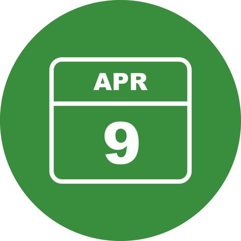 9 april Datum op een eendaagse kalender vector