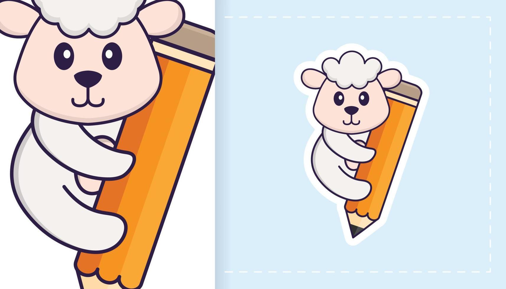 schattig schapen mascotte karakter. kan worden gebruikt voor stickers, patches, textiel, papier. vector illustratie