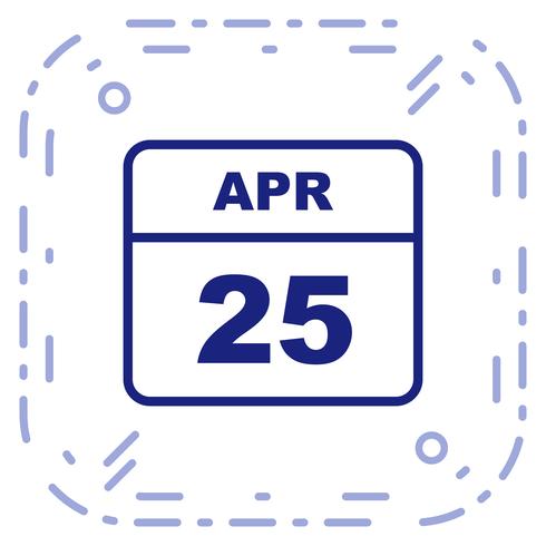 25 april Datum op een eendaagse kalender vector