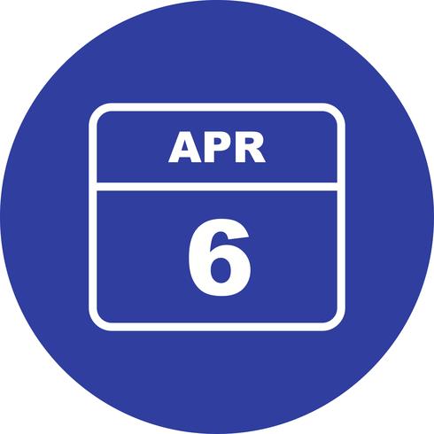 6 april Datum op een eendaagse kalender vector