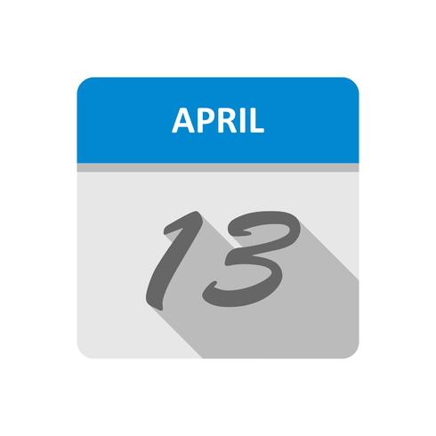 13 april Datum op een eendaagse kalender vector