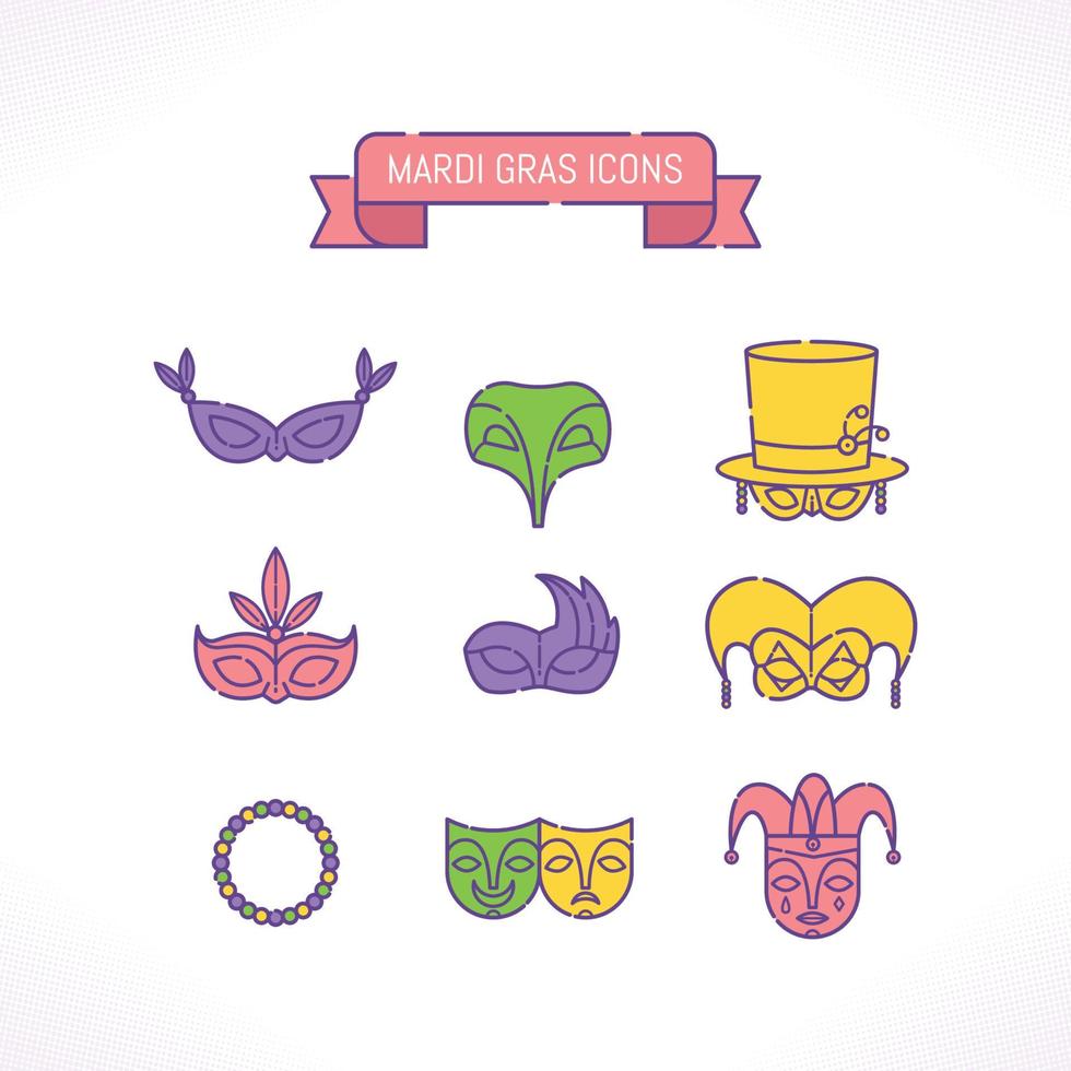 mardi gras maskers set vector