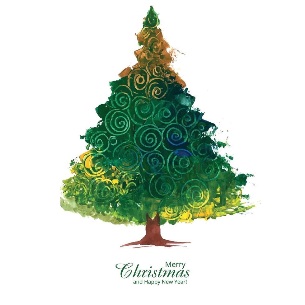 mooie artistieke kerstboom kerstkaart achtergrond vector