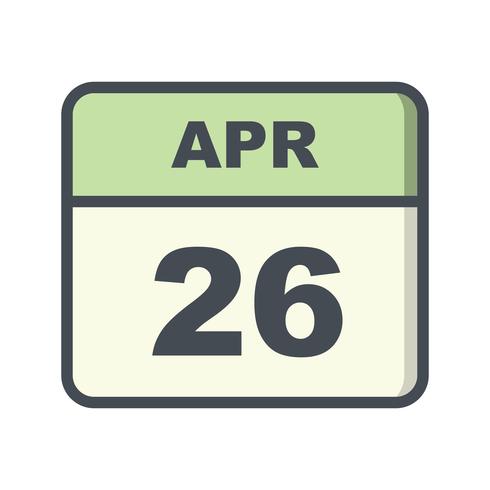 26 april Datum op een eendaagse kalender vector