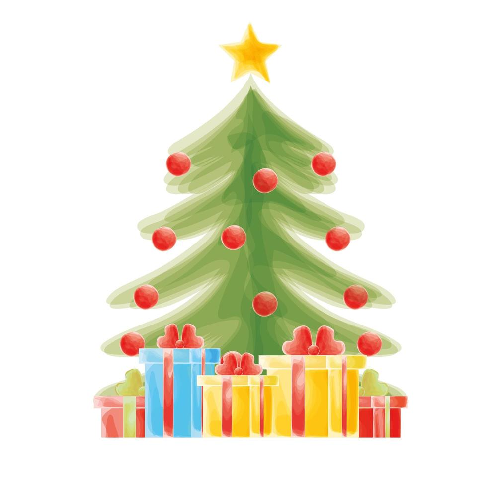 kerstboom en geschenken vector