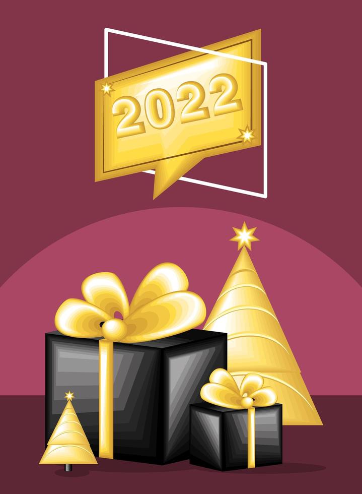 nieuwjaar 2022 zwarte geschenken vector