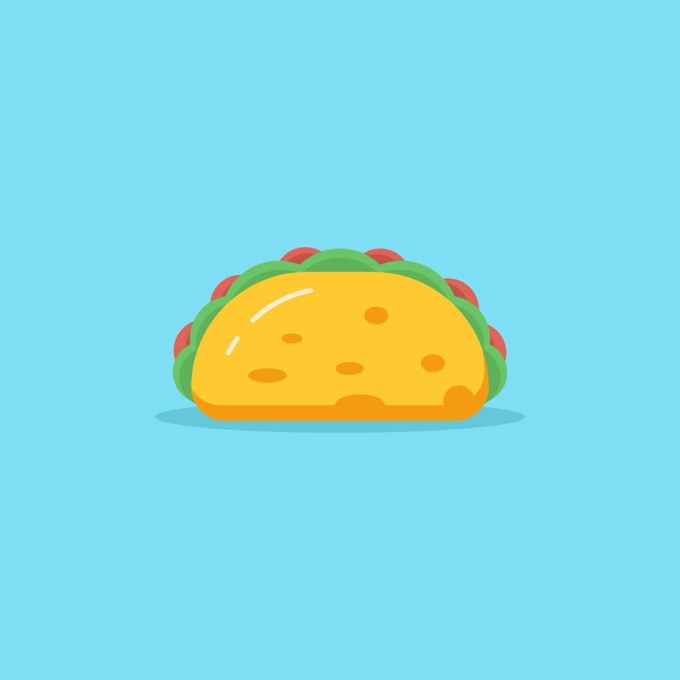 taco illustratie met groente topping. taco pictogram vector illustratie vlakke stijl, taco geïsoleerd ontwerp