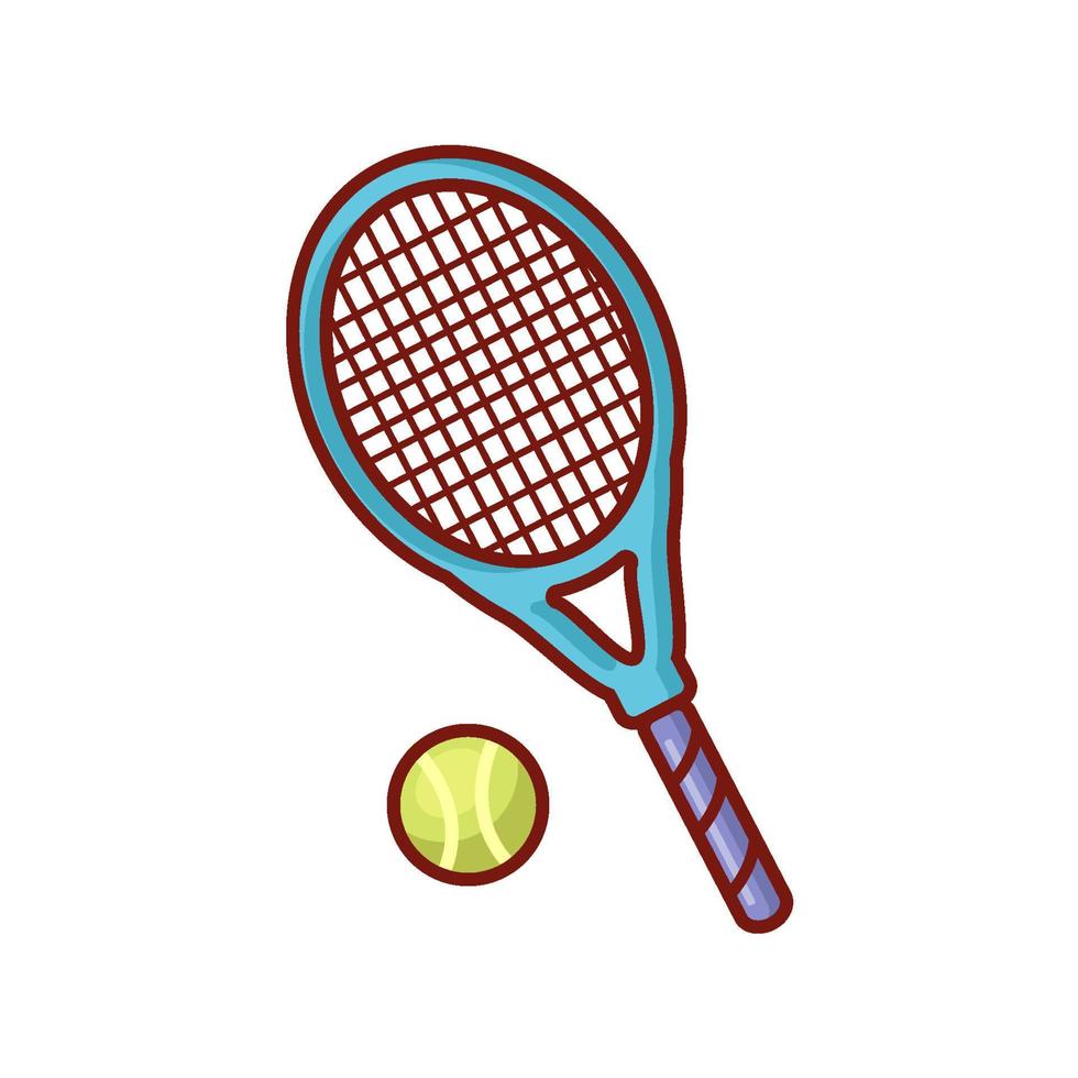 racket tennis en tennisbal illustratie eenvoudige stijl, tennis vector, tennis geïsoleerd ontwerp op witte background vector