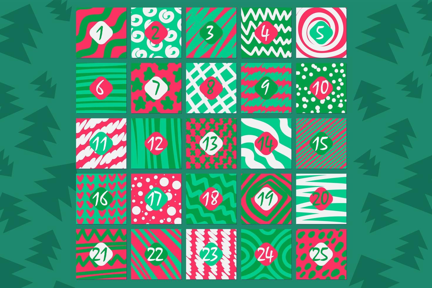 december feestelijke adventskalender platte vectorillustratie vector