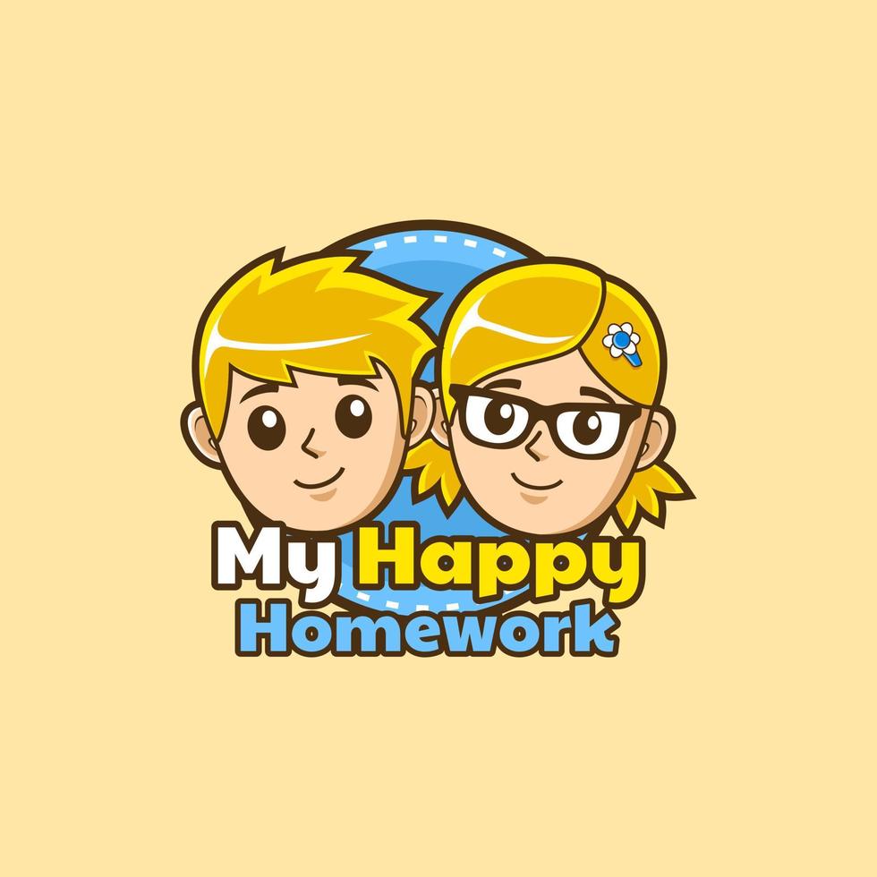 gelukkig jongen en meisje logo-ontwerp voor kinderen vector