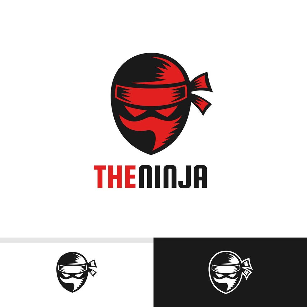cool ninja hoofd logo ontwerp vector