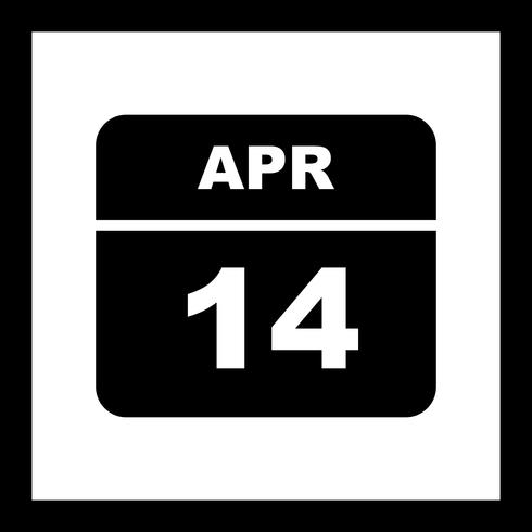 14 april Datum op een eendaagse kalender vector